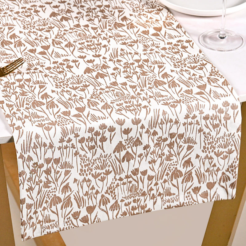 Earthy Blossoms 6 Seater Cotton Runner 185x35cm
