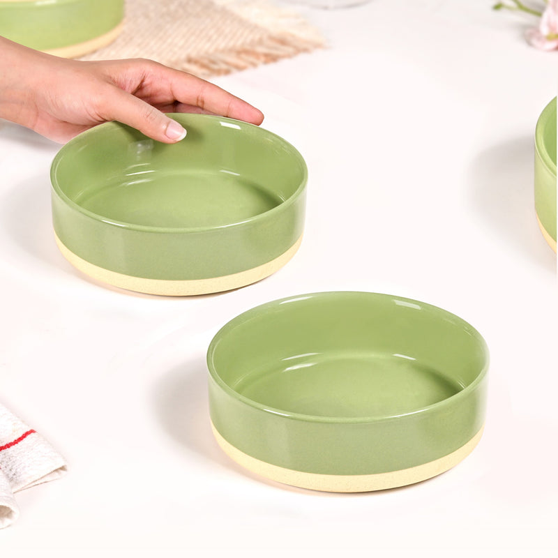 Earthy Small Serving Bowl Green Set Of 2 600ml