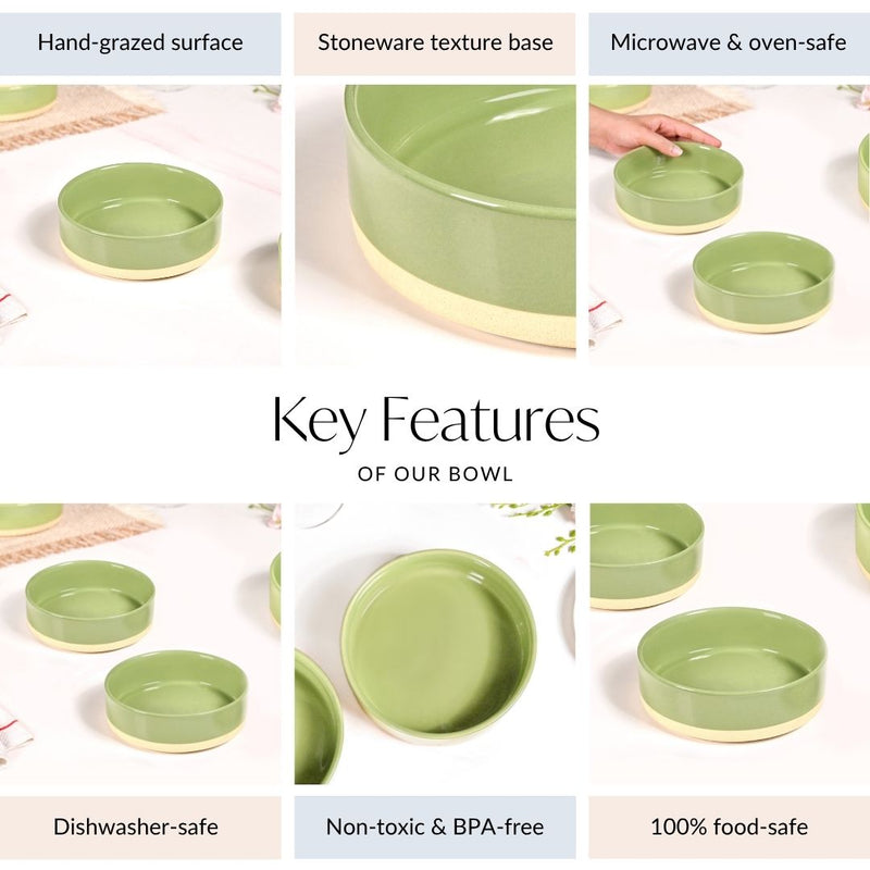 Earthy Small Serving Bowl Green Set Of 2 600ml