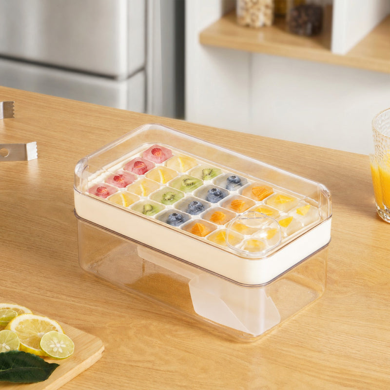 Easy Release Ice Cube Tray With Lid Bin And Scoop