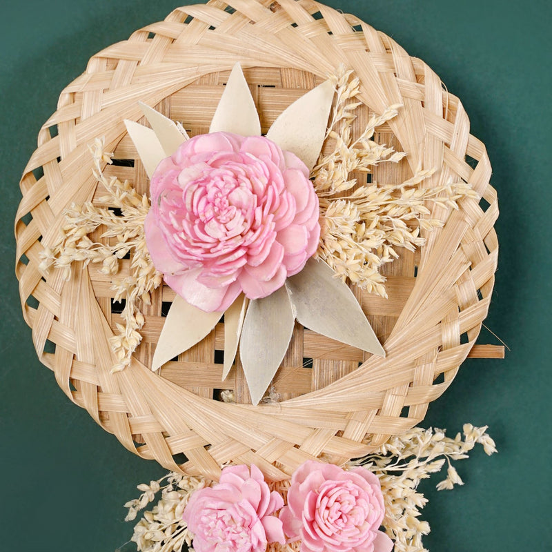 Eco Friendly Pink Rose Wall Decor Set Of 4