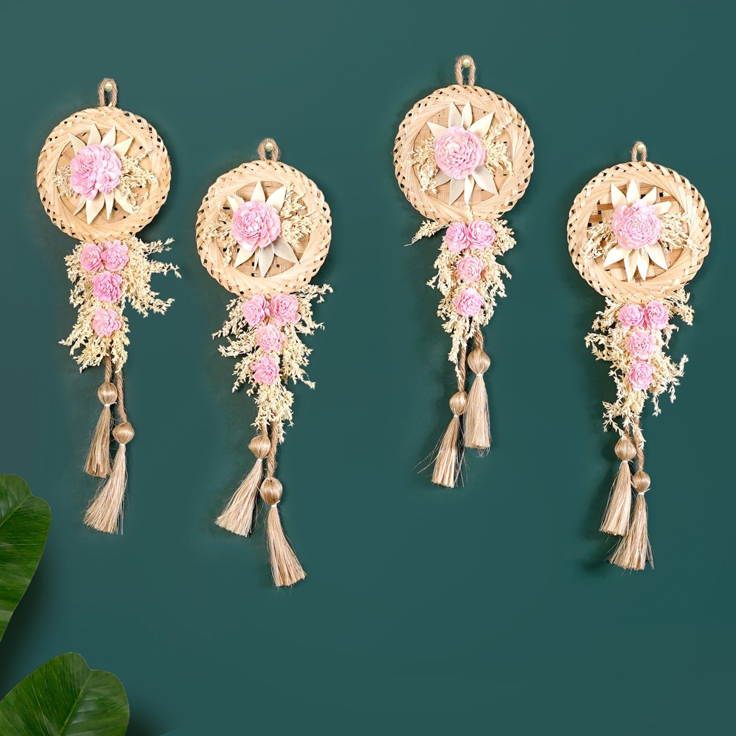 All Natural Pink Sola Rose Wall Decor Set Of 4