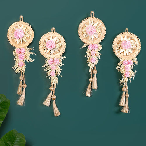 Eco Friendly Pink Rose Wall Decor Set Of 4