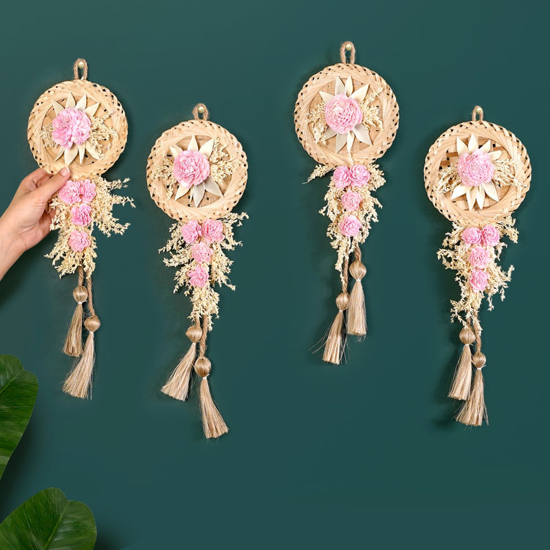 Eco Friendly Pink Rose Wall Decor Set Of 4