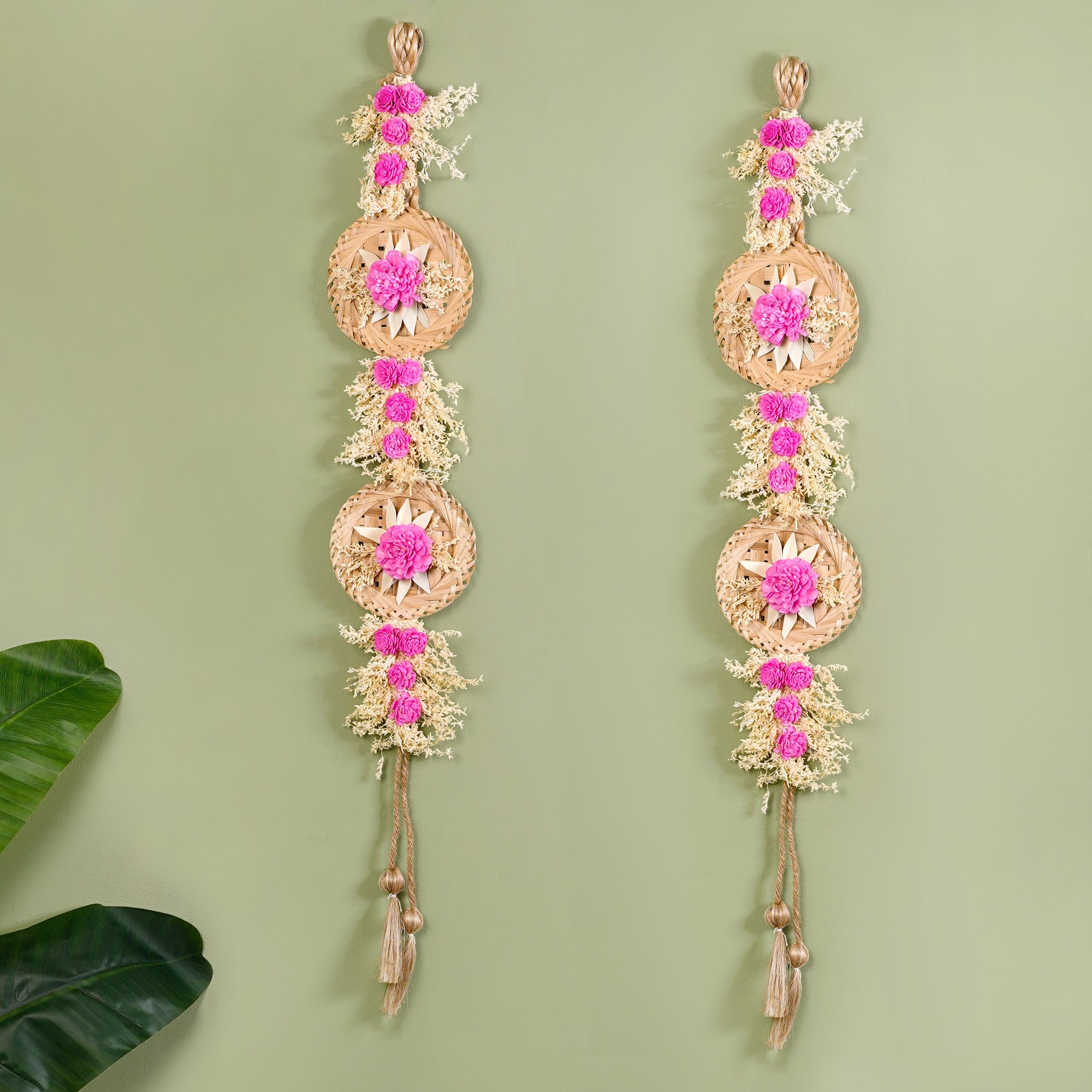 Eco Friendly Sola Flowers Wall Hanging Pink Set Of 2
