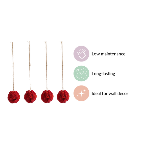 Eco-friendly Wall Hanging For Home Set of 4 Red