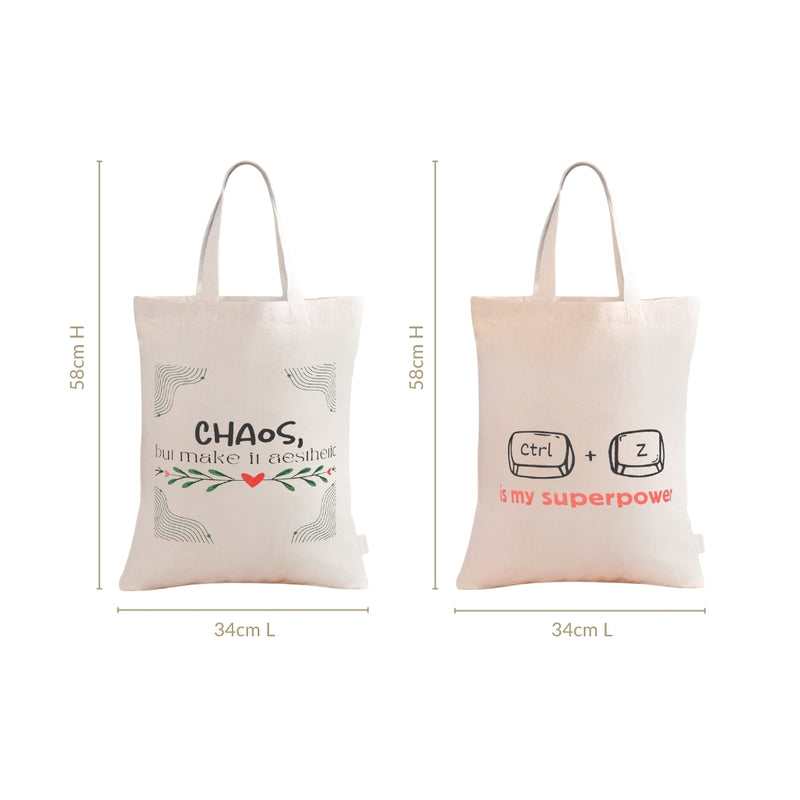 Ecofriendly Quirky Quotes Canvas Tote Bag For Women Set Of 2