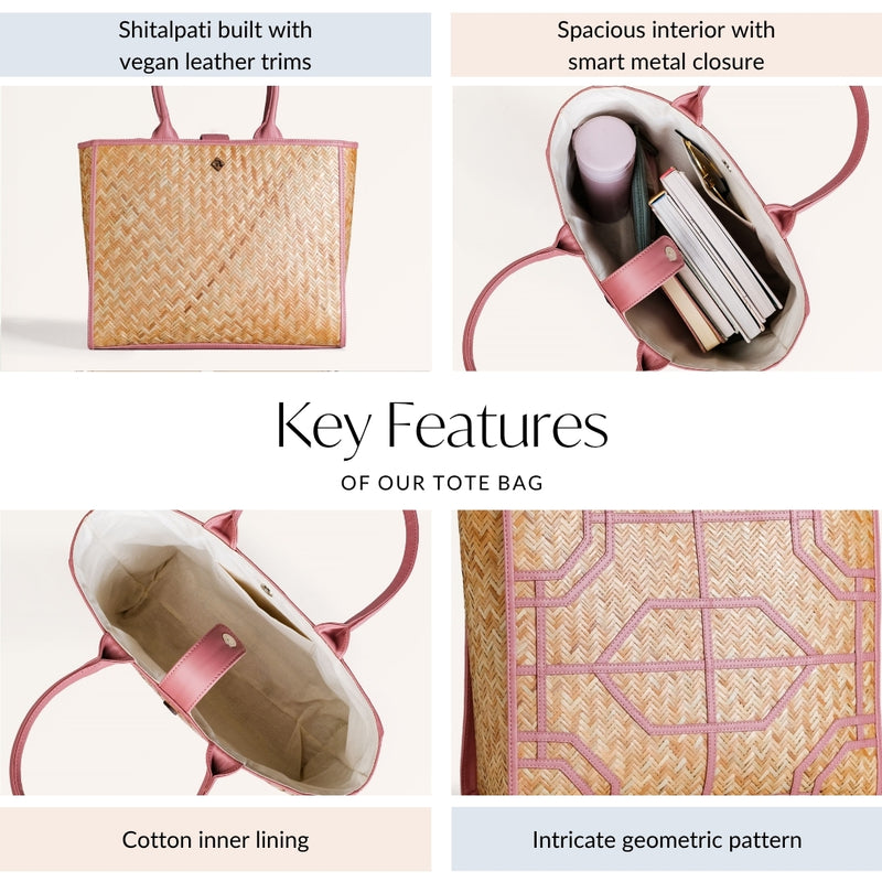Ecofriendly Shitalpati Blush Pink Tote Bag
