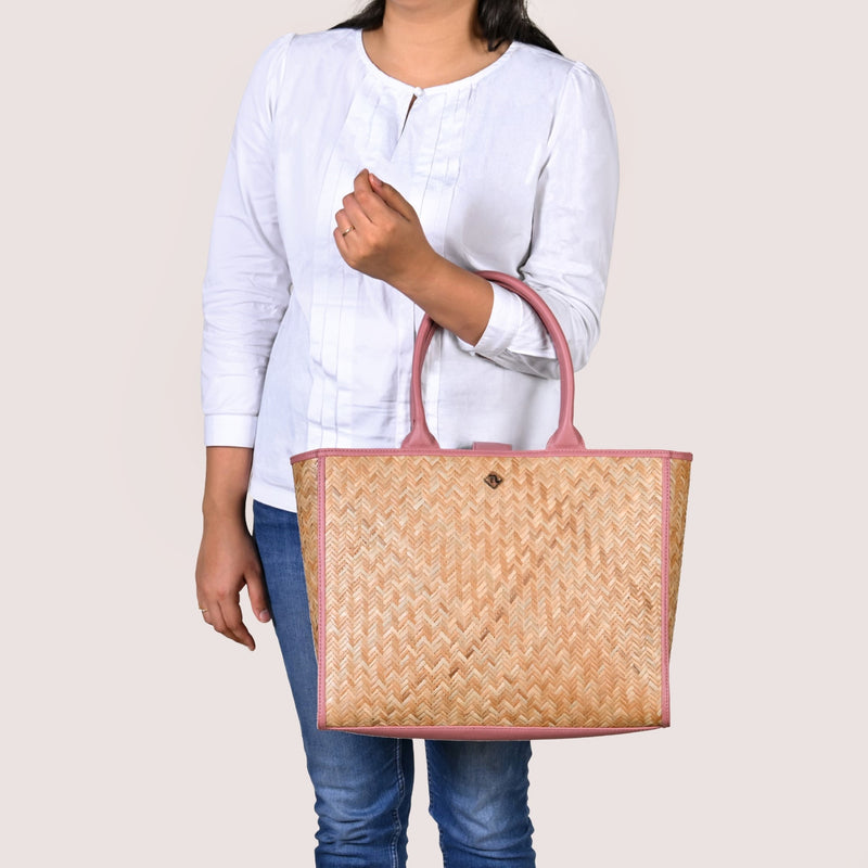 Ecofriendly Shitalpati Blush Pink Tote Bag