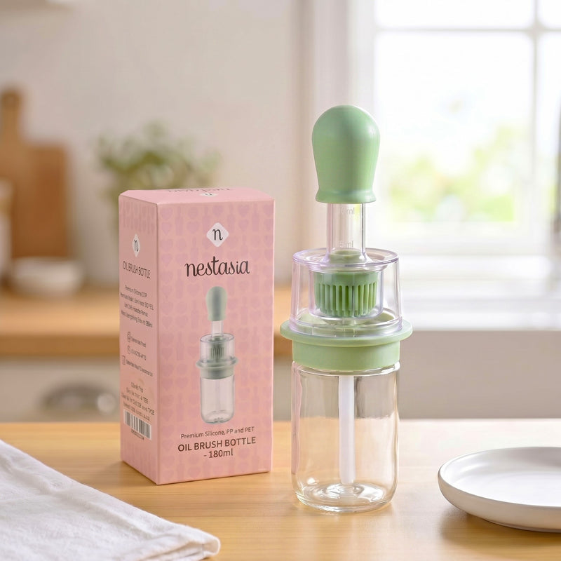 Two In One Oil Brush And Spray Bottle 180ml Green