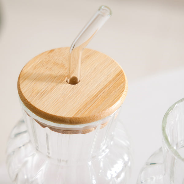 Milkshake Glass Tumbler With Lid And Straw Set Of 2 450ml