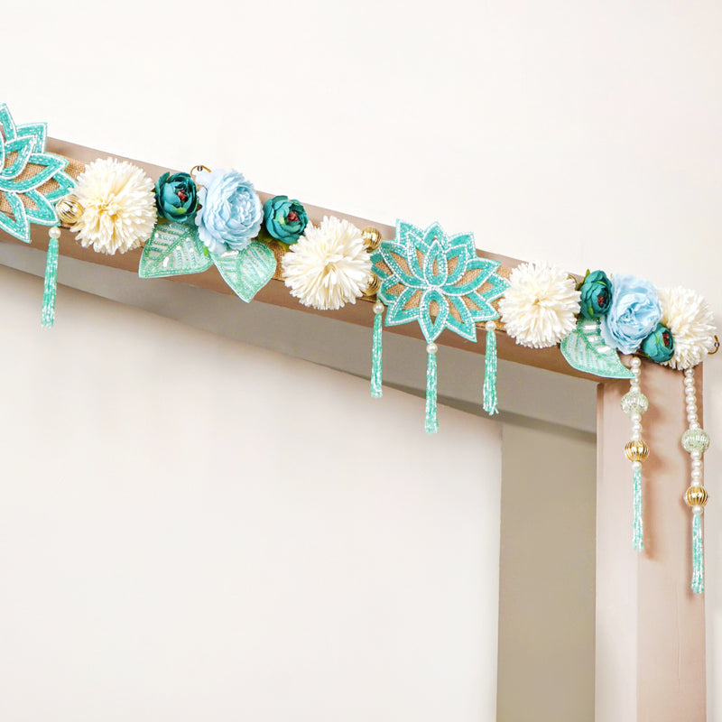 Elegant Floral Toran Decorative For Doors Blue White