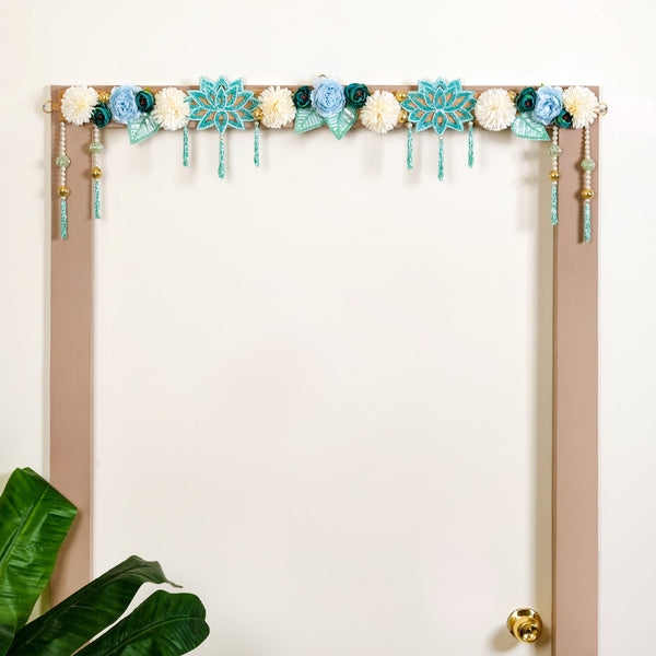Elegant Floral Toran Decorative For Doors Blue White