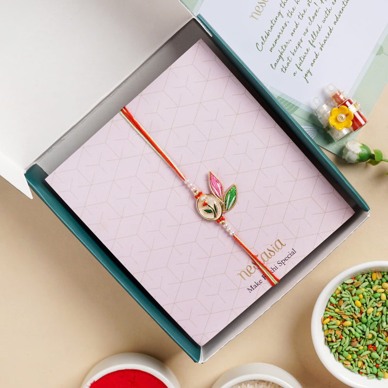 Elegant Petal Rakhi Gift Set