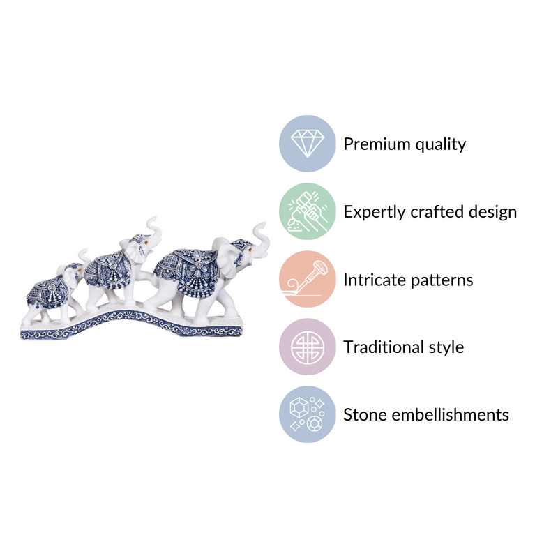 White Elephant Family Showpiece