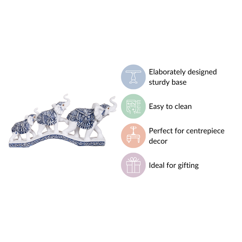 White Elephant Family Showpiece