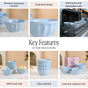 Embossed Baby Blue Ceramic Bowl Set Of 4 580ml