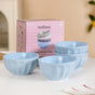 Embossed Baby Blue Ceramic Bowl Set Of 4 580ml
