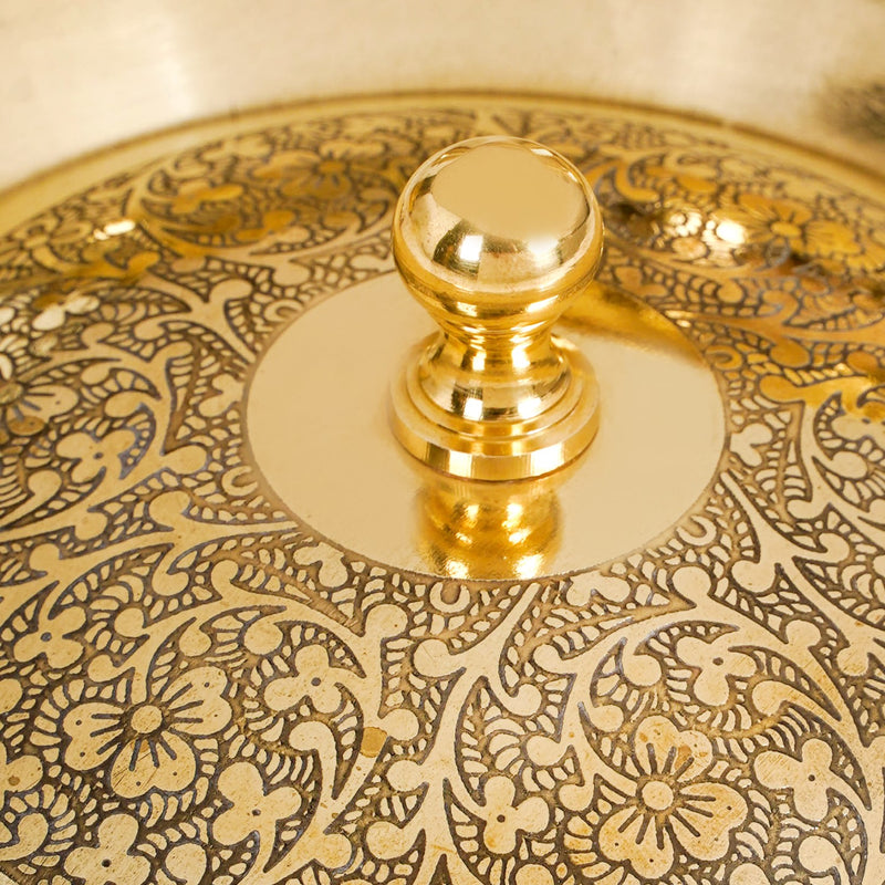 Embossed Brass Cooking Pot With Lid 1600ml