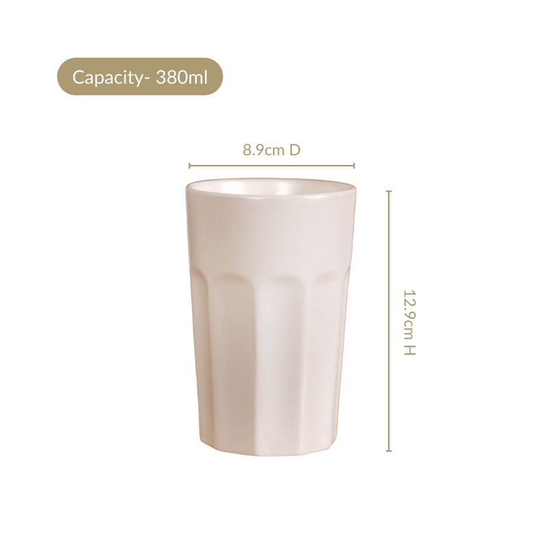 Embossed Cannoli Cream Ceramic Tumbler Set Of 4 380ml