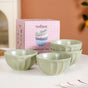 Embossed Ceramic Sage Green Bowl Set Of 4 580ml