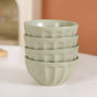 Embossed Ceramic Sage Green Bowl Set Of 4 580ml