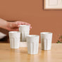 Embossed Ceramic Tea Cup Set Of 4 White 200ml