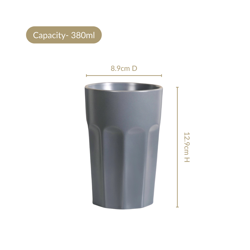 Embossed Cool Grey Ceramic Tumbler Set Of 4 380ml