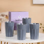 Embossed Cool Grey Ceramic Tumbler Set Of 4 380ml