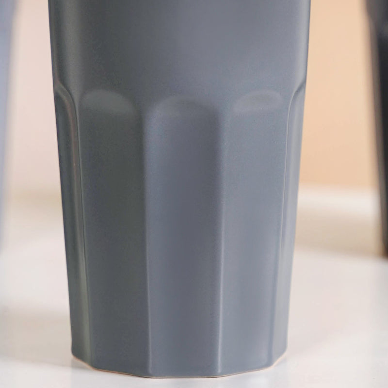 Embossed Cool Grey Ceramic Tumbler Set Of 4 380ml