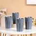 Embossed Cool Grey Ceramic Tumbler Set Of 4 380ml