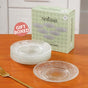 Embossed Glass Dessert Plate Set Of 6 Small 15cm