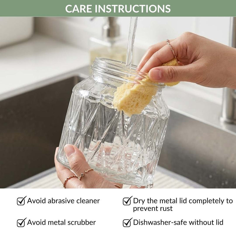 Embossed Jar With Butterfly Lid Set Of 4 700ml