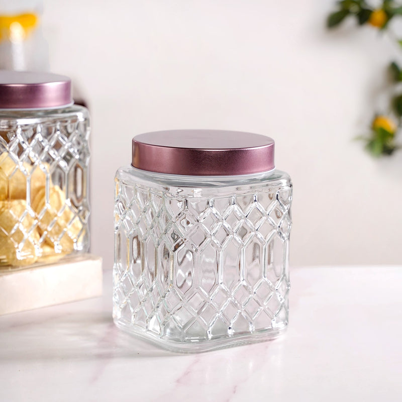 Embossed Kitchen Storage Container With Lids Set Of 4 1300ml