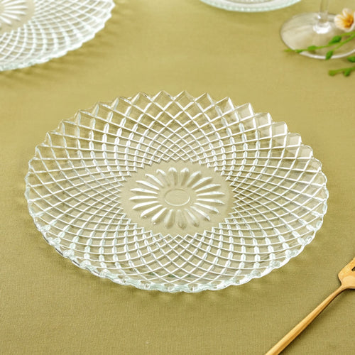 Embossed Glass Plate Set Of 6