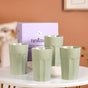 Embossed Sage Green Ceramic Tumbler Set Of 4 380ml