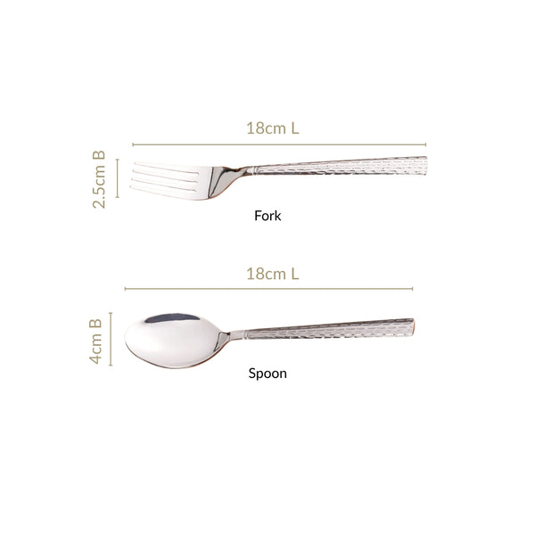 Embossed Stainless Steel Spoon And Fork Set Of 12