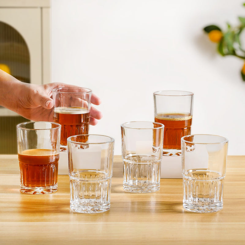 Embossed Tea Glass Set Of 6 190ml