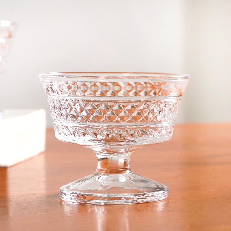 Embossed Thick Stem Dessert Bowls Set Of 6 120ml