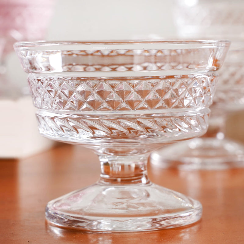 Embossed Thick Stem Dessert Bowls Set Of 6 120ml