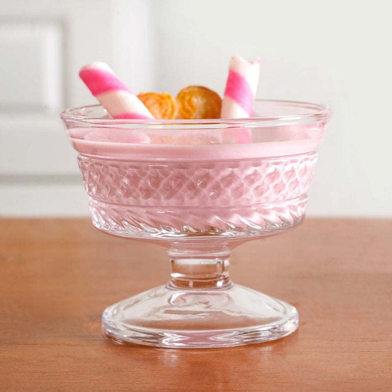 Embossed Thick Stem Dessert Bowls Set Of 6 120ml