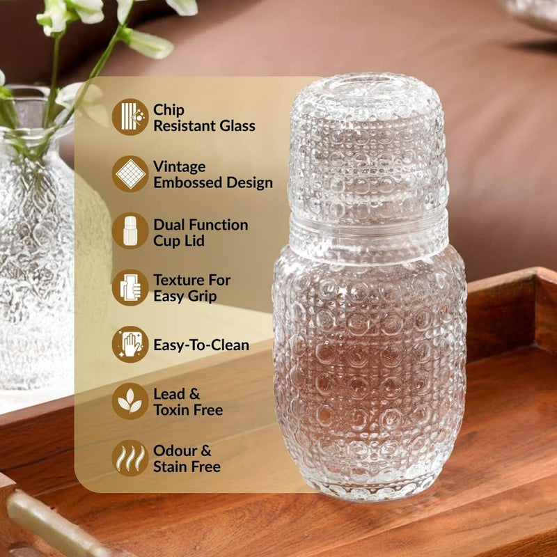 Embossed Bedside Carafe Set Of 2
