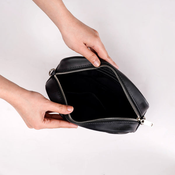 Embossed Luxe Crossbody Belt Bag Black