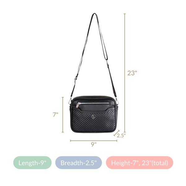 Embossed Luxe Crossbody Belt Bag Black