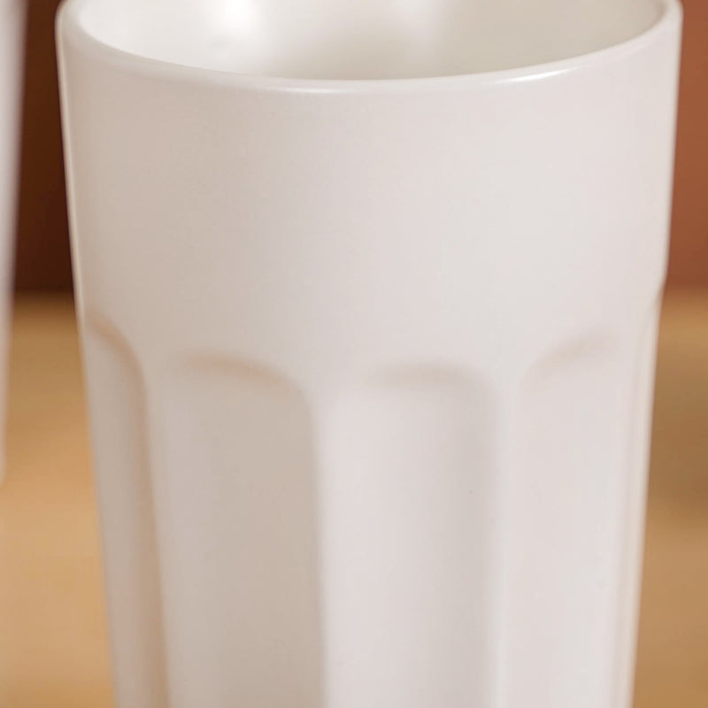 Embossed Cannoli Cream Ceramic Tumbler Set Of 4