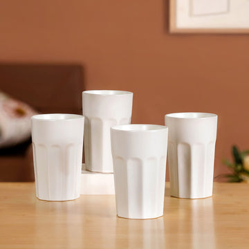 Embossed Cannoli Cream Ceramic Tumbler Set Of 4