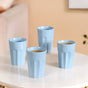 Embossed Ceramic Tea Cup Set Of 4 Baby Blue 200ml