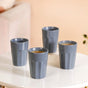 Embossed Ceramic Tea Cup Set Of 4 Grey 200ml