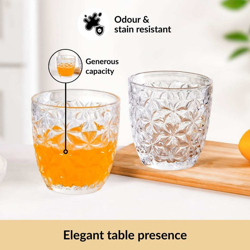 Embossed Drinking Tumblers Set Of 6 260ml
