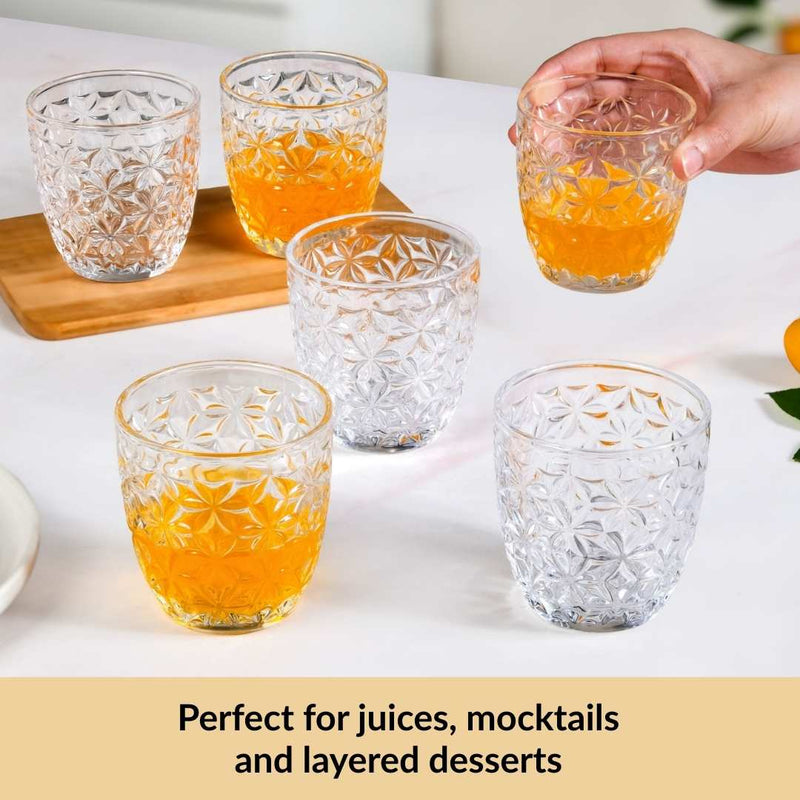 Embossed Drinking Tumblers Set Of 6 260ml